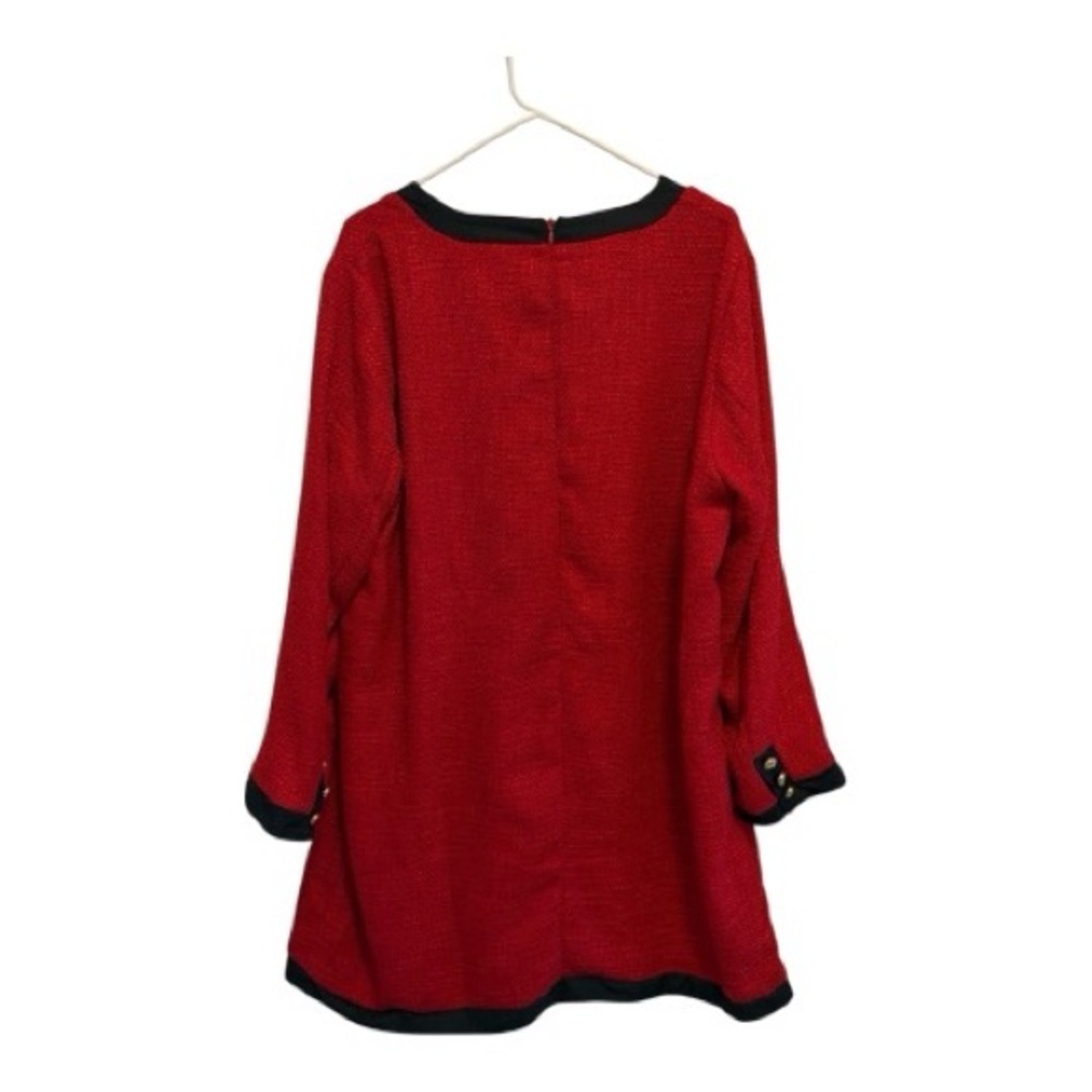 Pomander Place Red Tweed Bow Mini Dress 3X | NWT Contrast Trim - Picture 8 of 15